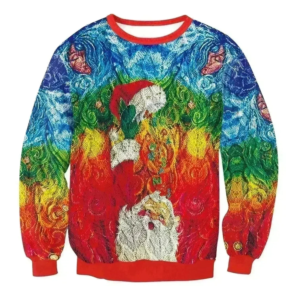 Autumn Winter Fashion Ugly Christmas Sweater Santa Elf Funny Pullover Womens Mens Print Sweaters Tops Clothing - EX-STOCK CANADA