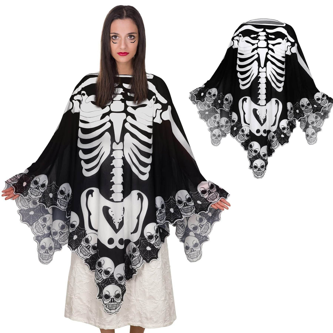 Halloween Lace Poncho Plus Size Halloween Skeleton Cape Day Of The Dead Costumes For Women 59 Inches X 59 Inches -Selling On Amazon Is Prohibited EX-STOCK