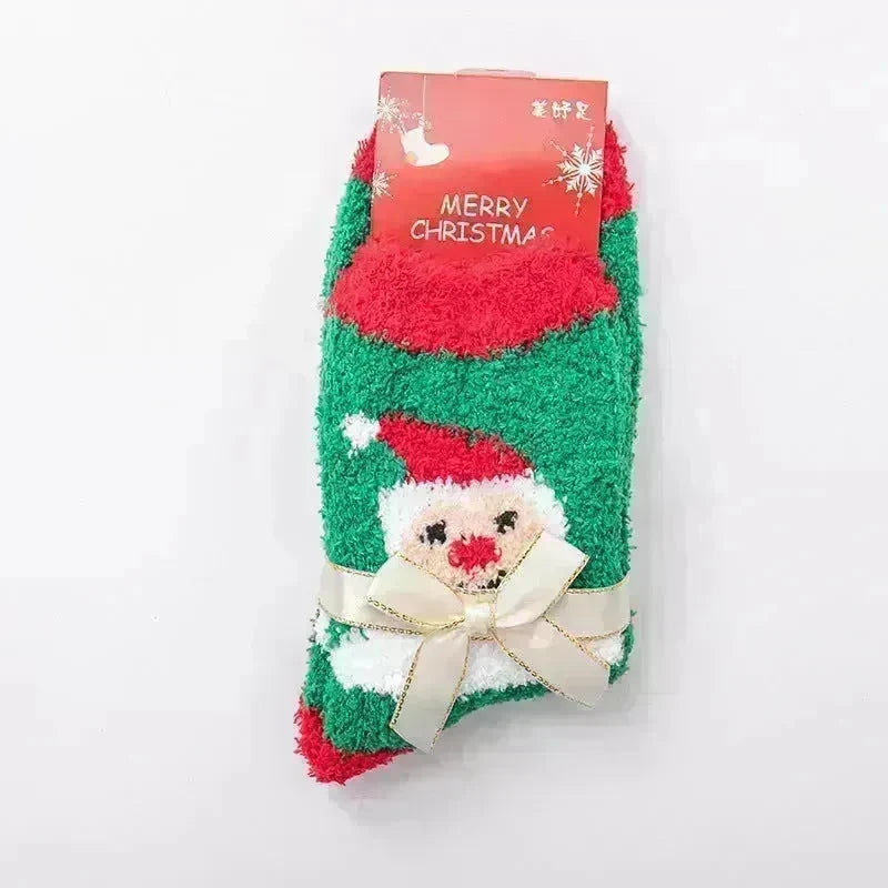 Winter Christmas Stockings Women's Thickened Bow Long Tube Fleece-lined - EX-STOCK CANADA