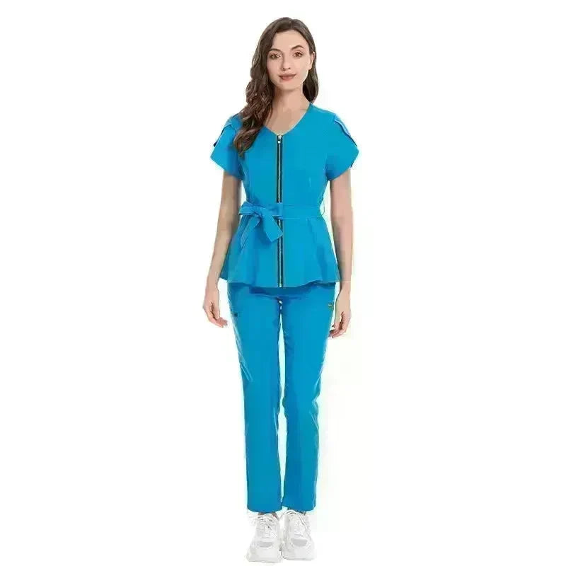 Nurse Lace-up Waist Retraction Surgical Gowns Female Separate Suit Hospital Short Sleeve Brush Hand Clothes Hand Washing Clothes - EX-STOCK CANADA