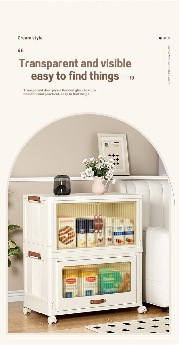 Baby Safety Transparent Opening Lid Indoor Home Decoration Storage Cabinet With Wheels EX-STOCK
