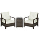 3-teiliges Gartenmöbel-Set, PE-Rattan-Aufbewahrungstisch und Stühle, BeigeEX-STOCK Canada 