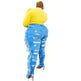 Adogirl Plus Size Side Tassel Holes Jeans Pencil Pants Women Sexy Distressed Hollow Out Tight Denim Trousers Fashion Streetwear - EX-STOCK CANADA