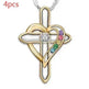 Cross Love Colorful Imitatio Gemstone Pendant Alloy Clavicle Chain Necklace - EX-STOCK CANADA