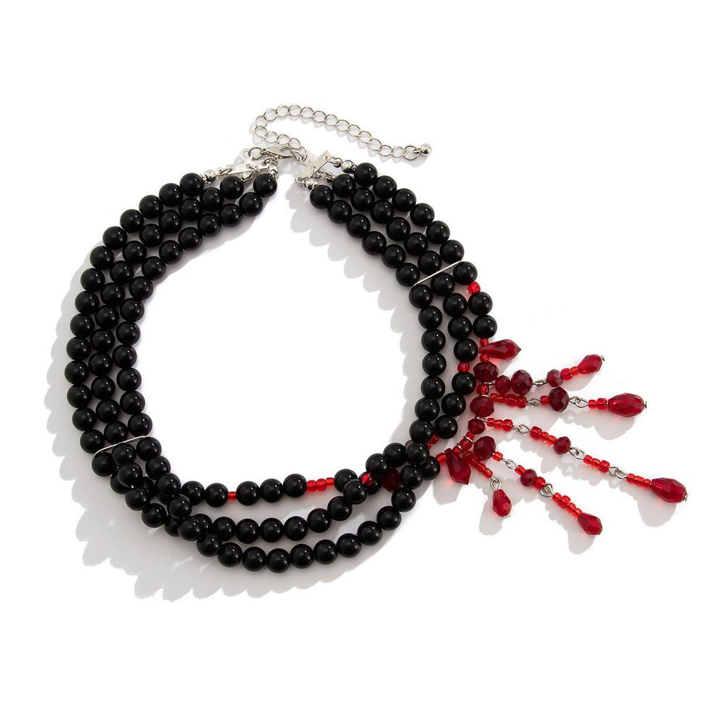Halloween Blood Drop Tassel Pearl Crystal Necklace - EX-STOCK Canada