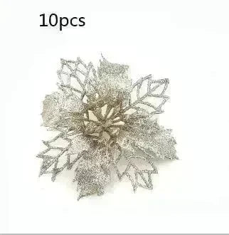 Glitter Artifical Christmas Flowers Christmas Tree Decorations For Home Fake Flowers Xmas Ornaments New Year Decor - EX-STOCK CANADA