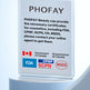PHOFAY certification card with logos on a light blue background