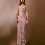 Halter neck Spaghetti Backless Butterfly Design Spring Summer long dress - EX-STOCK CANADA