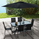 Ensemble de mobilier de patio 8 pièces avec parasol de 9 pieds, table et chaises de jardin, noirEX-STOCK Canada 