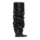 Women's Catwalk Pleated Over-the-Knee Boots – Pointed Toe Wedge High-Heel | Black, Wine Red, Beige