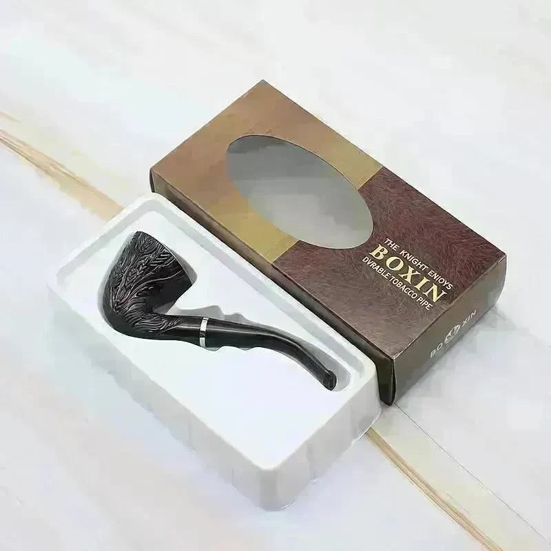 Carved Rice Ear Big Head Iron Pot Smoking Pipe - EX-STOCK CANADA