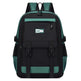 Black and green backpack with 'Fashion' label on a white background