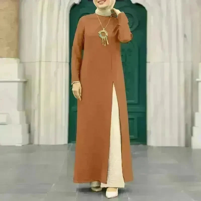 ArabWomen Plain Split Long sleeve Abaya Dress - EX-STOCK CANADA