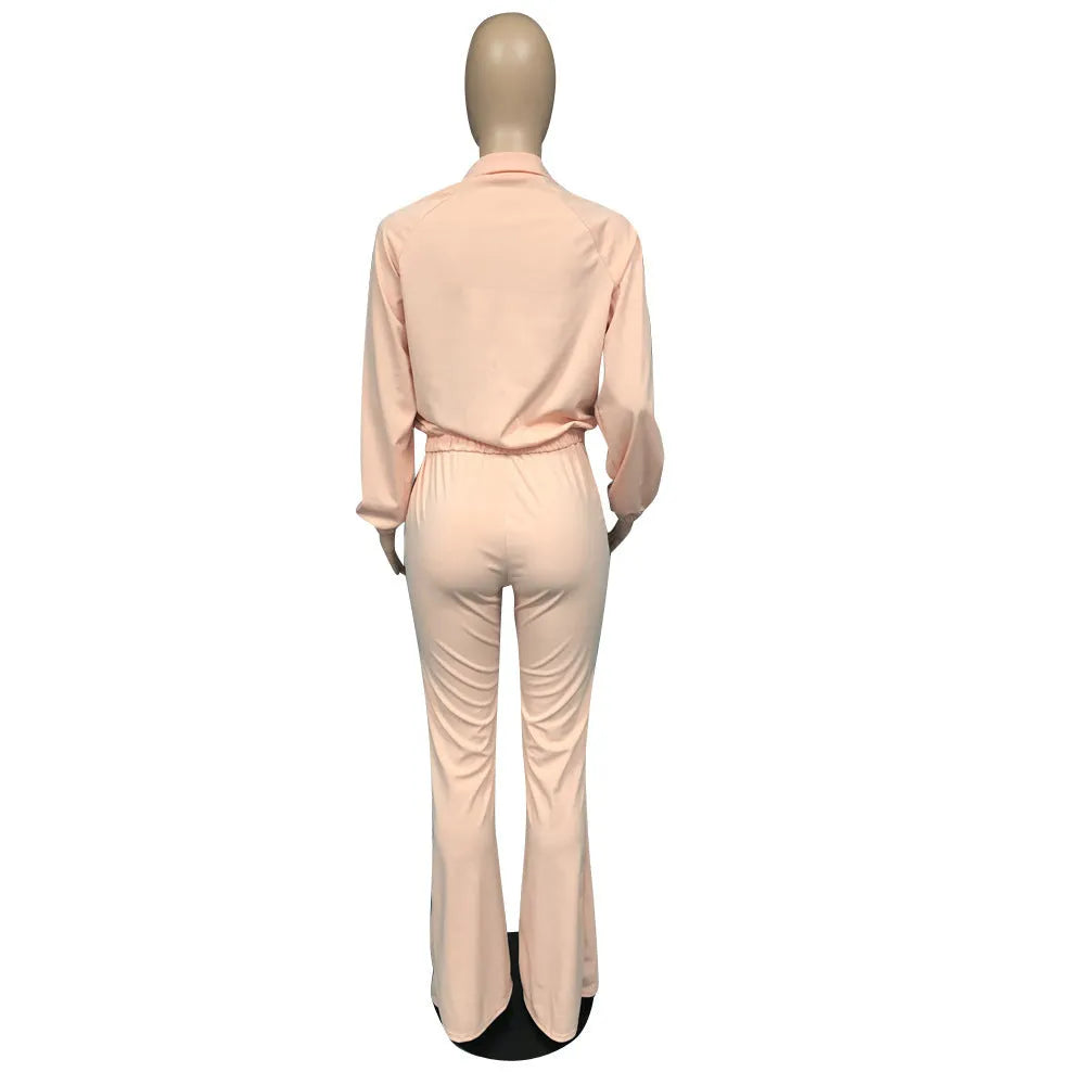 Women 2pcs Long sleeve Wide leg Pant set