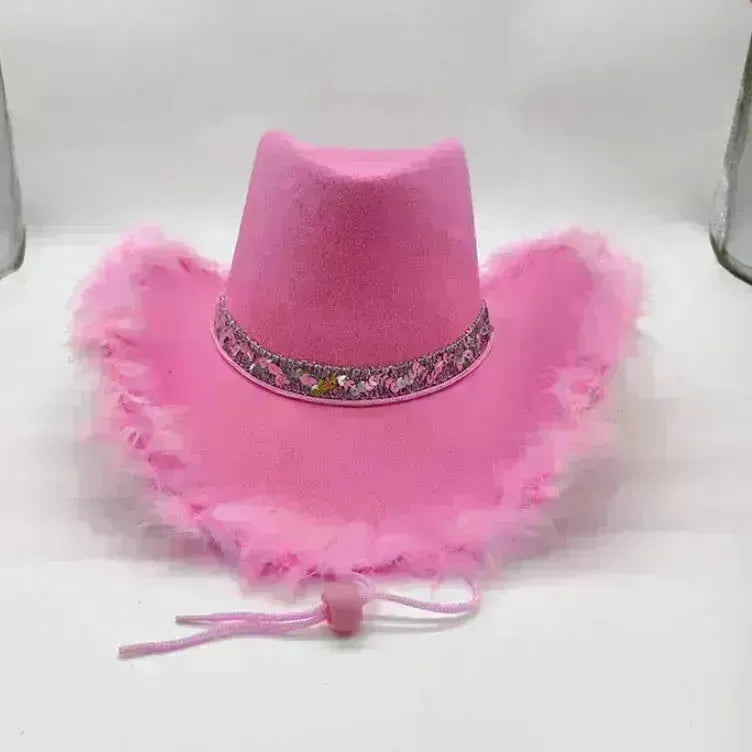 Trendy Cowgirl Hat Ribbon con paillettes in paibile