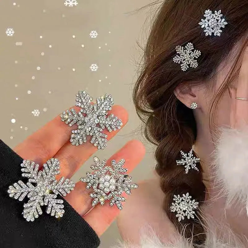 Crystal Snowflake Pearl flower Retro Hair Clip - EX-STOCK CANADA