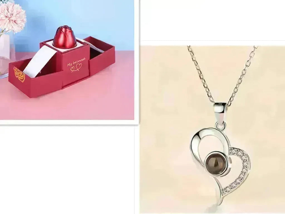 Hot Valentine's Day Gifts Metal Rose Jewelry Gift Box Necklace For Wedding Girlfriend Necklace Gifts - EX-STOCK CANADA