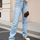Women's High Waisted Light Colored Straight Leg Jeans, High Waisted And Cinched, High Stretch Blended Fabric, Comfortable And Versatile EX-STOCK Canada 
