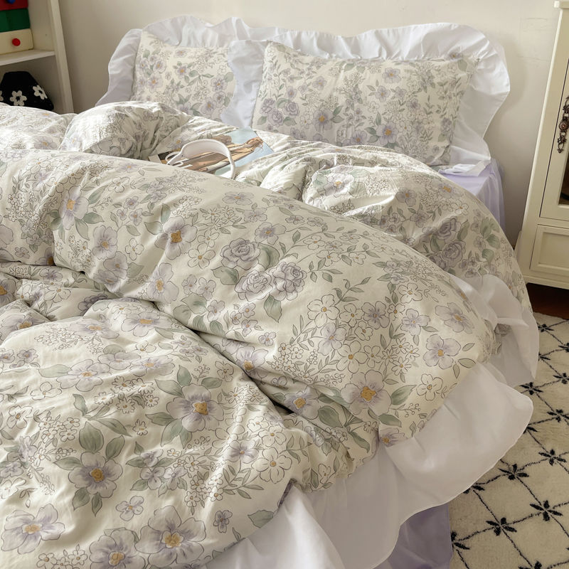 Four-piece Bed Set Washed Cotton Duvet Cover Sheets EX-STOCK Canada 