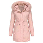 Autumn Winter Fur Collar Algodón Long Winter Chaqueta para mujeres