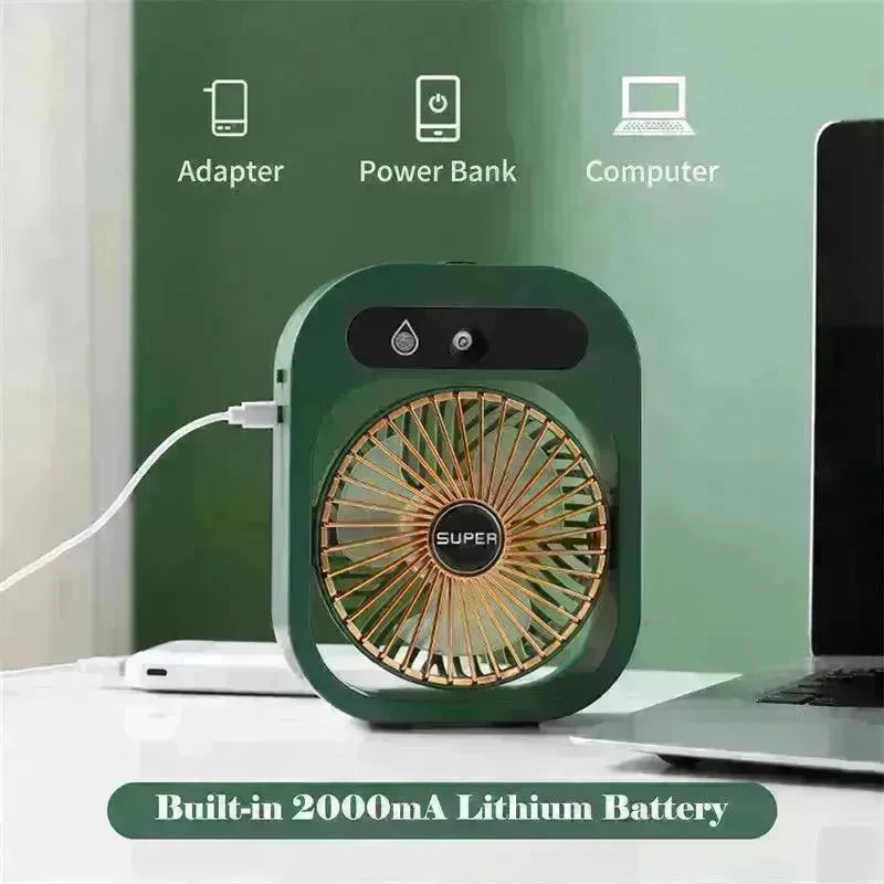 Air Conditioning Fan Desk Misting Fan Air Cooler Cooling USB Rechargeable Humidifier Portable Spray Fan With 3 Wind Speeds For Home - EX-STOCK CANADA