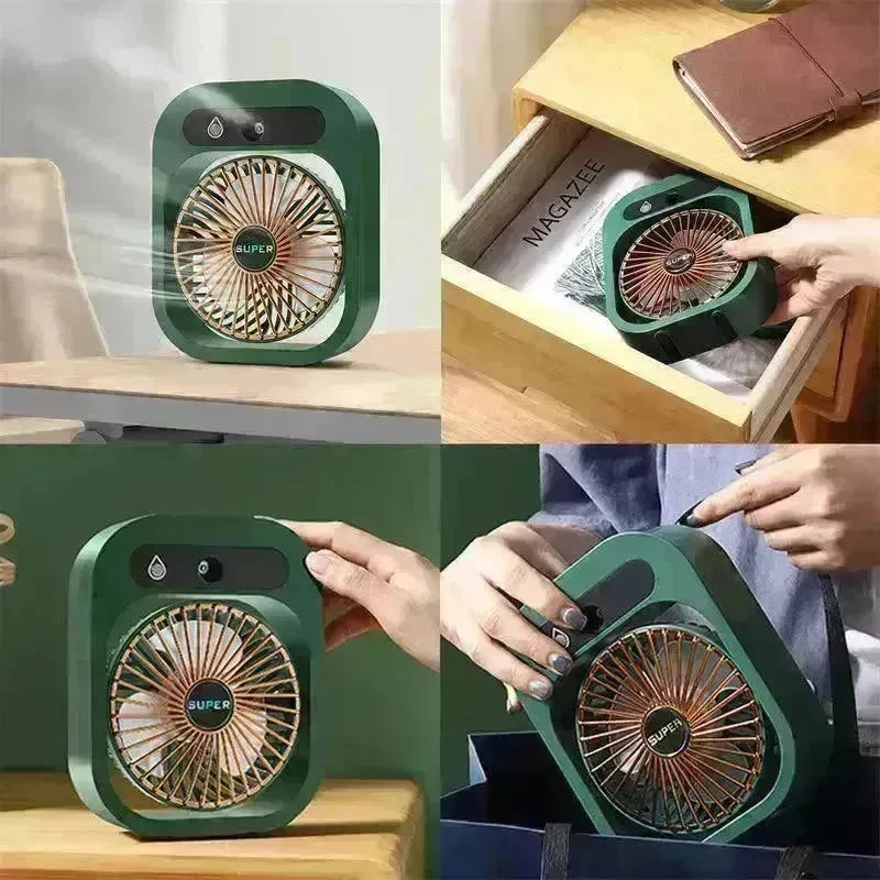 Air Conditioning Fan Desk Misting Fan Air Cooler Cooling USB Rechargeable Humidifier Portable Spray Fan With 3 Wind Speeds For Home - EX-STOCK CANADA
