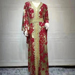Arab Chiffon Bronzing Robe Containing Belt Dress - EX-STOCK CANADA