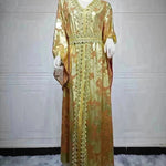 Arab Chiffon Bronzing Robe Containing Belt Dress - EX-STOCK CANADA