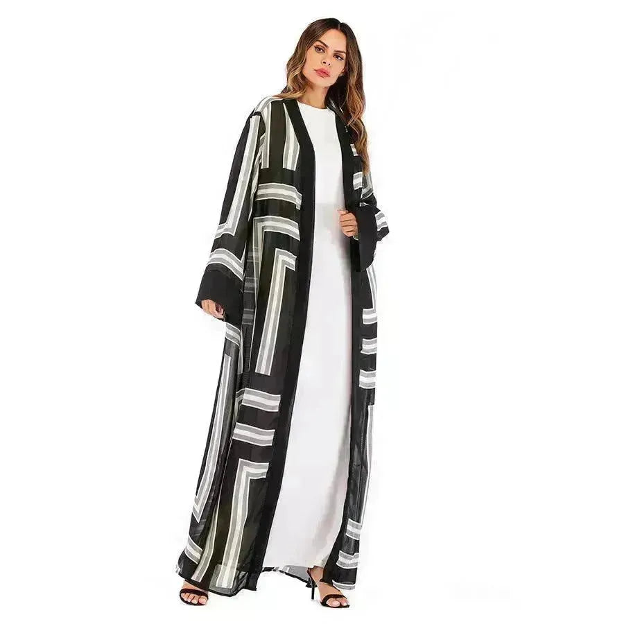 Arab Stripe Loose Lace Cardigan Robe Female - EX-STOCK CANADA