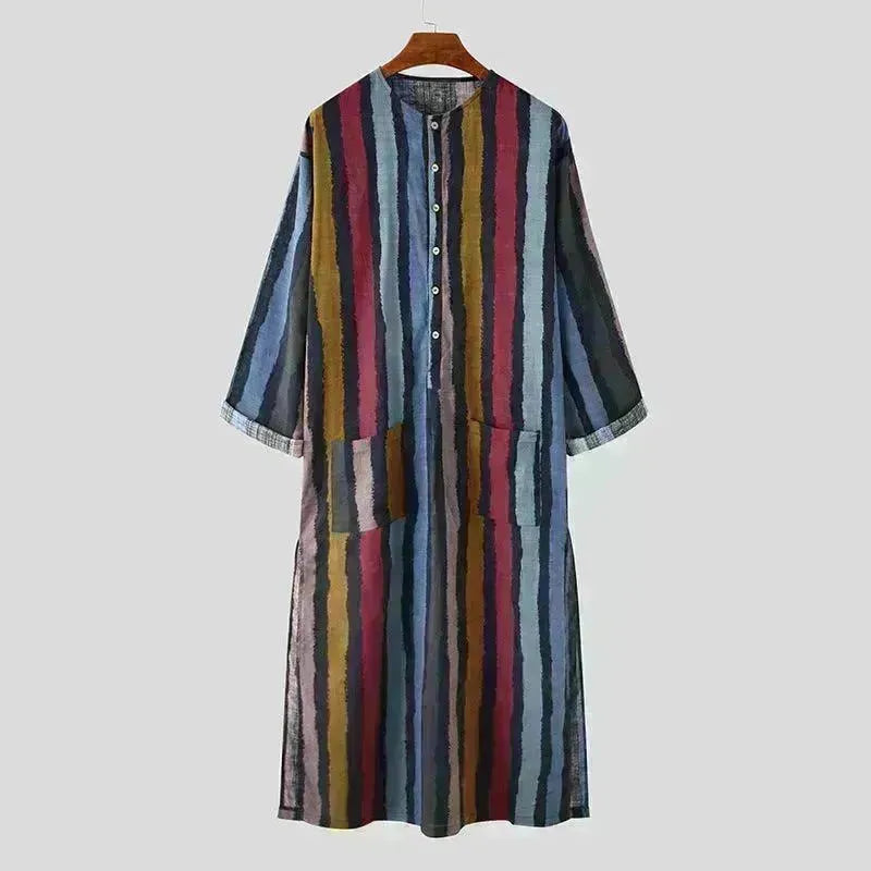 Arab Striped Printed Arab Men's Robe - EX-STOCK CANADA