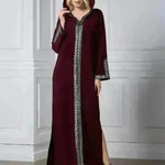 Arab Turkey Women Side Slit Fashion Abaya Robe - EX-STOCK CANADA