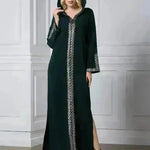 Arab Turkey Women Side Slit Fashion Abaya Robe - EX-STOCK CANADA