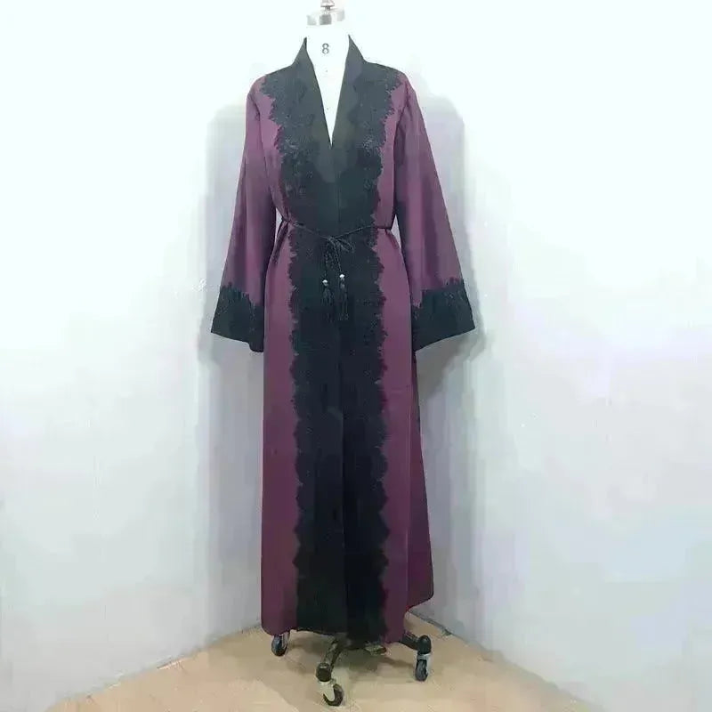 Arab Women's Lace Dress Cardigan Robe - EX-STOCK CANADA