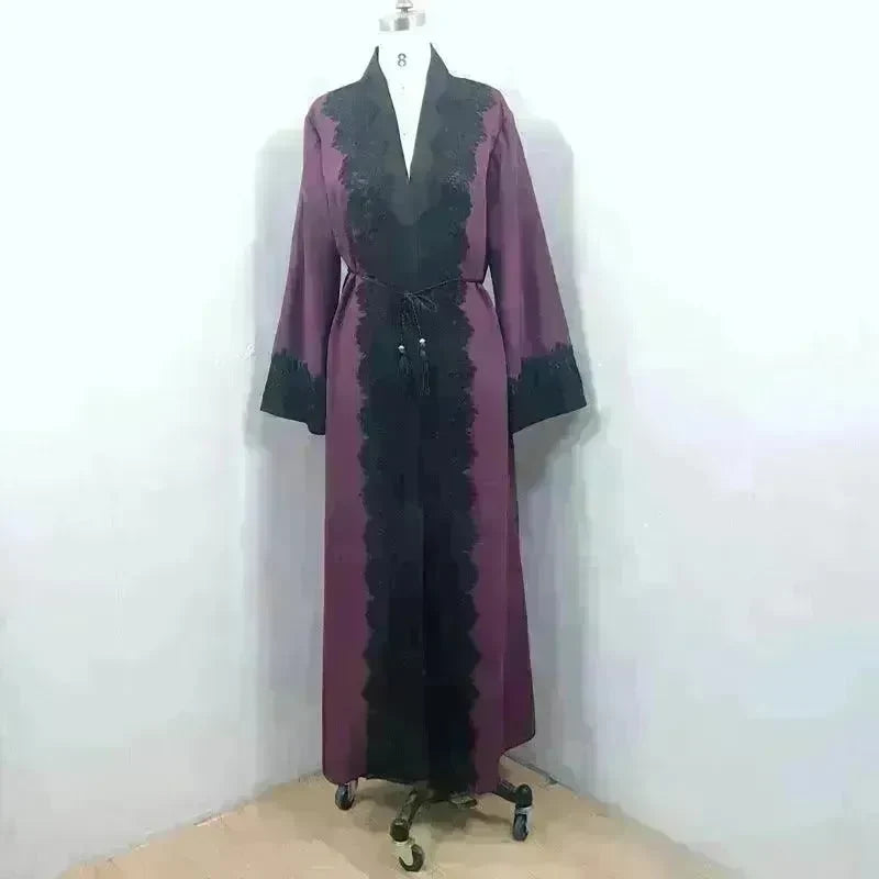 Arab Women's Lace Dress Cardigan Robe - EX-STOCK CANADA