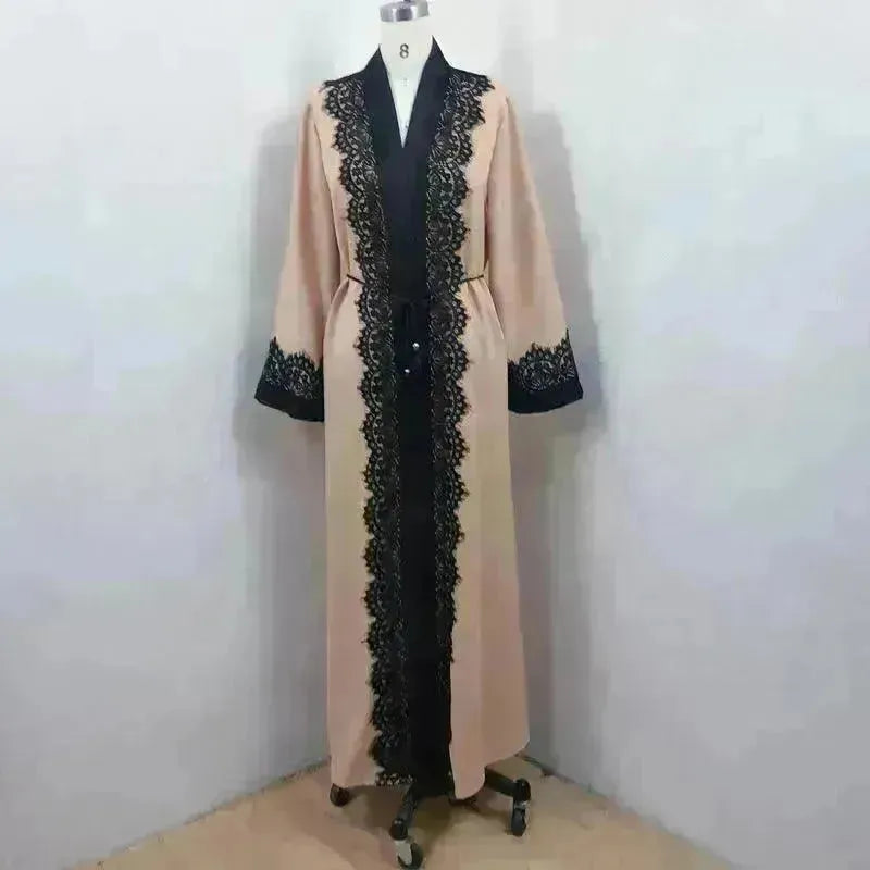 Arab Women's Lace Dress Cardigan Robe - EX-STOCK CANADA