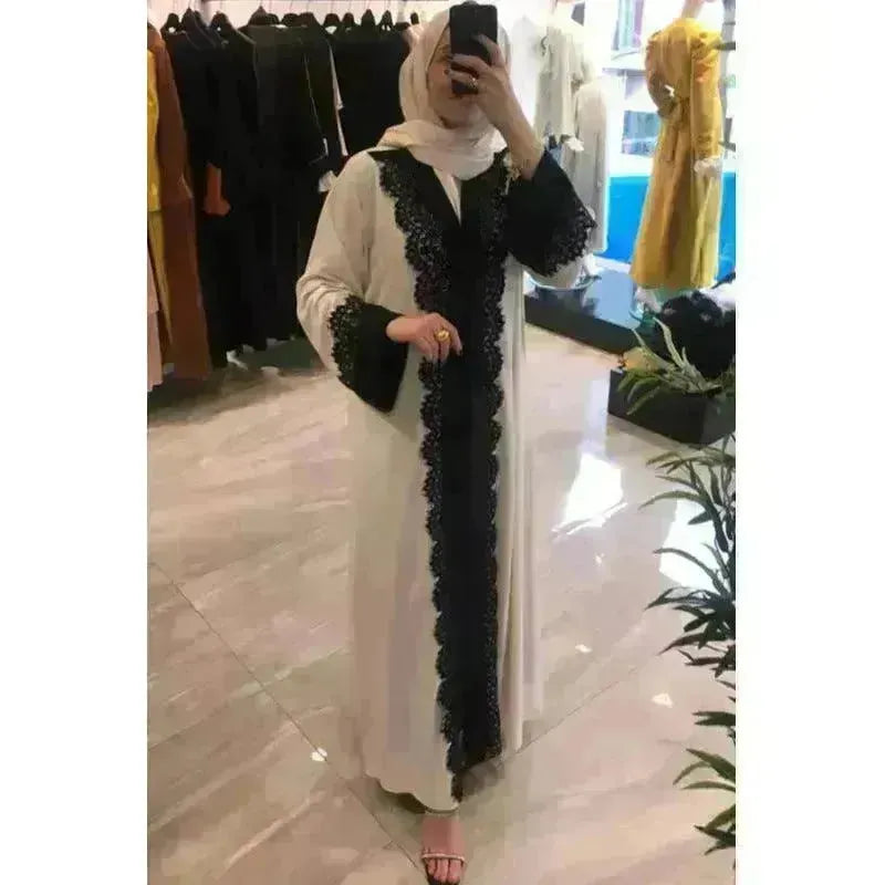 Arab Women's Lace Dress Cardigan Robe - EX-STOCK CANADA