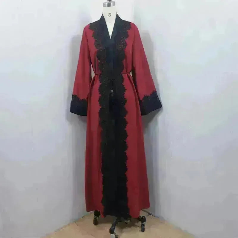 Arab Women's Lace Dress Cardigan Robe - EX-STOCK CANADA