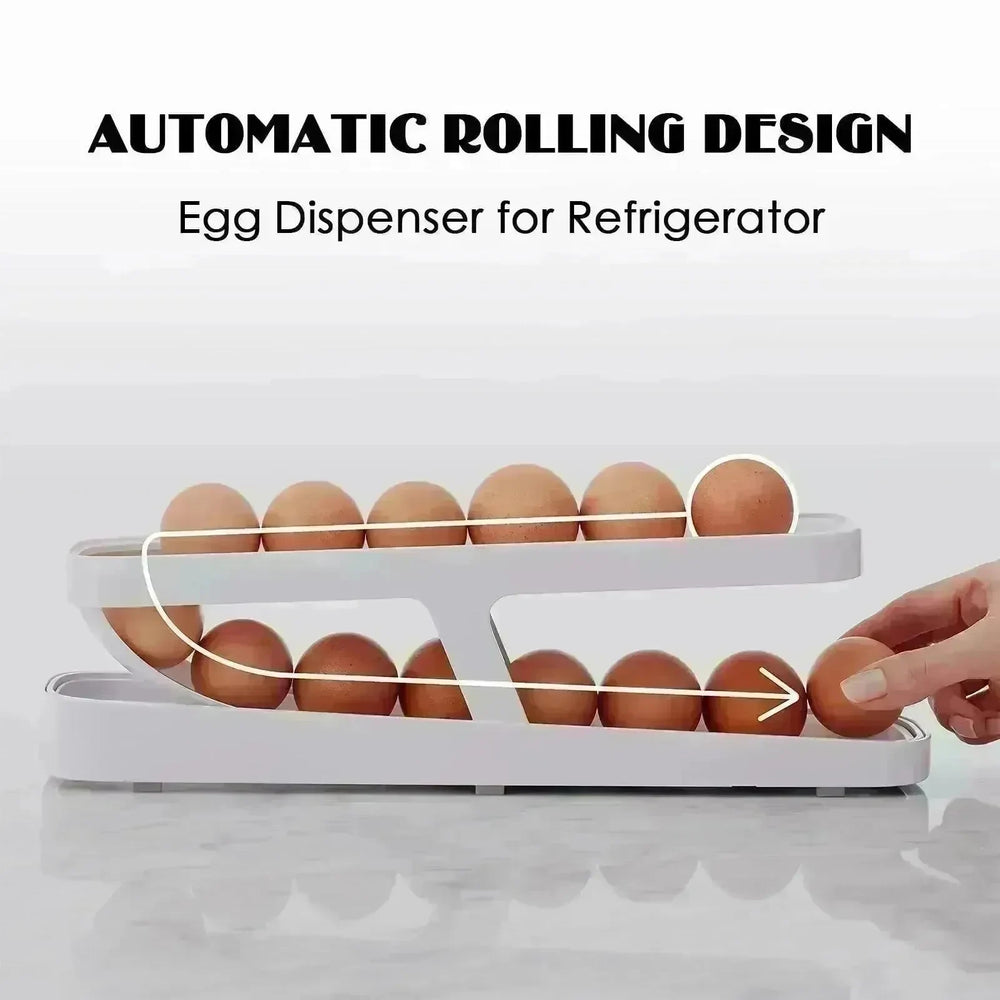 Automatic Scrolling Egg Rack Holder Storage Box Egg Basket Container Organizer Rolldown Refrigerator Egg Dispenser For Kitchen Gadgets - EX-STOCK CANADA