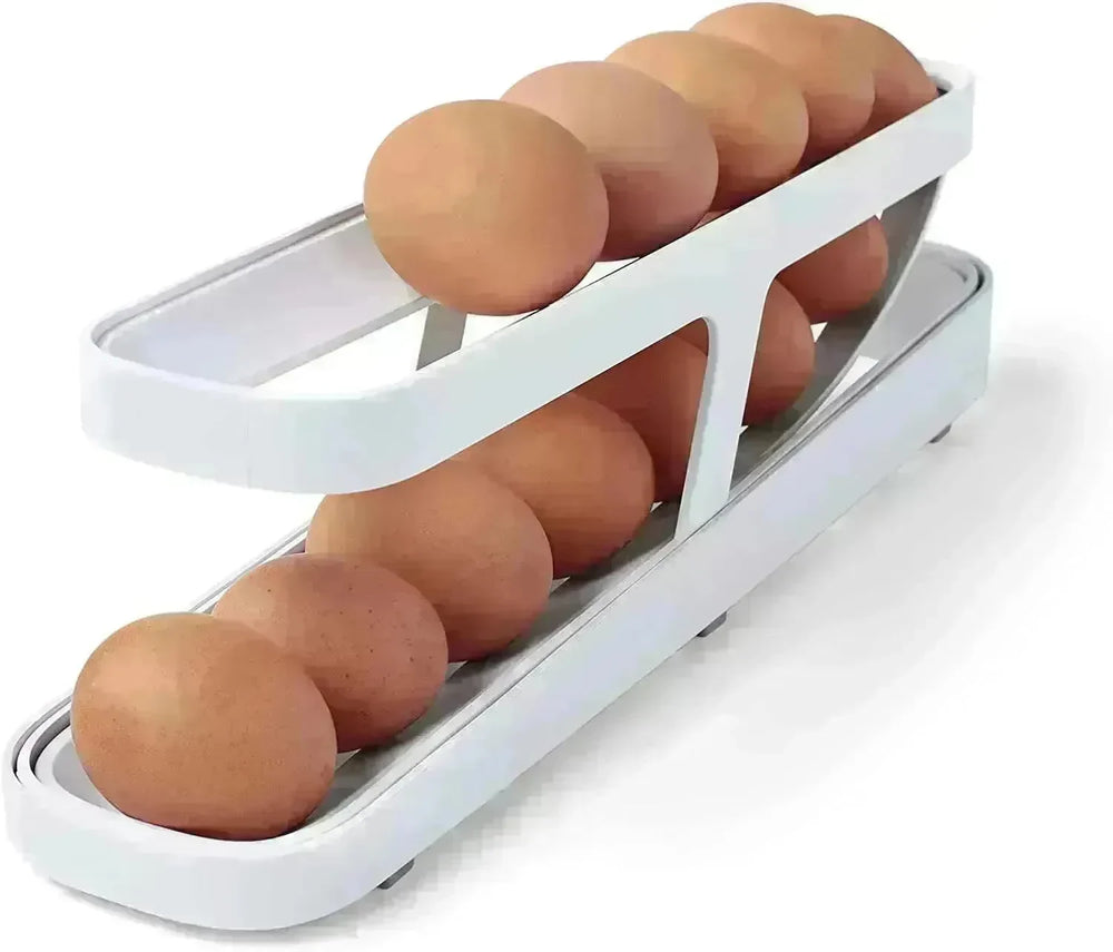 Automatic Scrolling Egg Rack Holder Storage Box Egg Basket Container Organizer Rolldown Refrigerator Egg Dispenser For Kitchen Gadgets - EX-STOCK CANADA