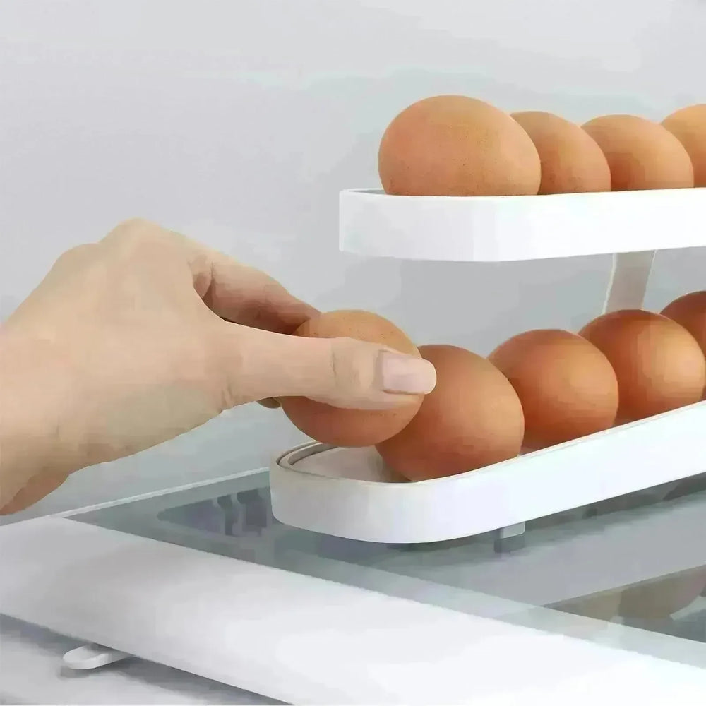 Automatic Scrolling Egg Rack Holder Storage Box Egg Basket Container Organizer Rolldown Refrigerator Egg Dispenser For Kitchen Gadgets - EX-STOCK CANADA