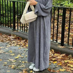 Autumn And Winter Casual Cardigan Abaya Dress for Arab Dubai Turkey Middle East Women - EX-STOCK CANADA