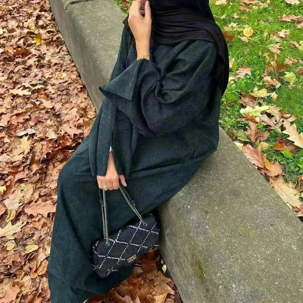 Autumn And Winter Casual Cardigan Abaya Dress for Arab Dubai Turkey Middle East Women - EX-STOCK CANADA