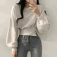 Autumn Crew Neck Button Long Sleeve Short Pullover Sweatshirt Top For Women - EX-STOCK CANADA