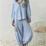 Autumn Women's Clothing Casual Homewear Plaid Shirt Outfit - EX-STOCK CANADA