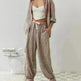 Autumn Women's Clothing Casual Homewear Plaid Shirt Outfit - EX-STOCK CANADA