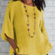 Women Fashion Casual blouse top 3/4 Sleeve Round Neck Blouses Summer Loose linen Tops Streetwear - EX-STOCK CANADA
