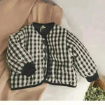 Elegant Cotton-padded All-matching Children's Baby girl Plaid Jacket top