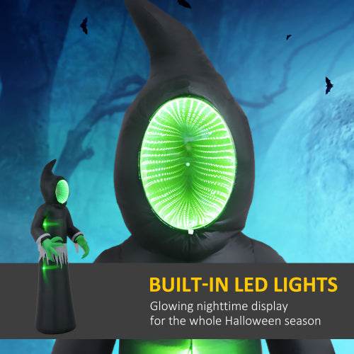 HOMCOM 8ft Inflatable Halloween Decoration Mirror Face Ghost, Blow Up Outdoor LED Yard Display, Waterproof - EX-STOCK Canada