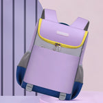 Purple and blue backpack with yellow accents on a light purple background Kids Nylon School Backpack – Breathable Lightweight Primary School Bag (Small & Large)