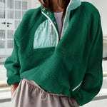 Women's Fashion Sweatshirt Fleece Stand Collar Zipper Pocket Top EX-STOCK Canada 